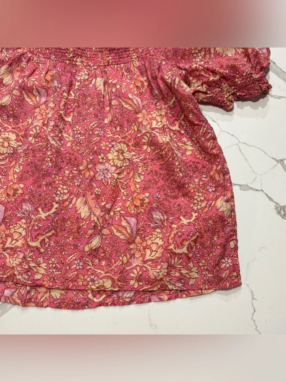 J. Crew Bouquet Block Print Puff Sleeve Smocked Square Neck Top Women’s Size S